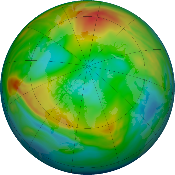 Arctic ozone map for 07 January 2005